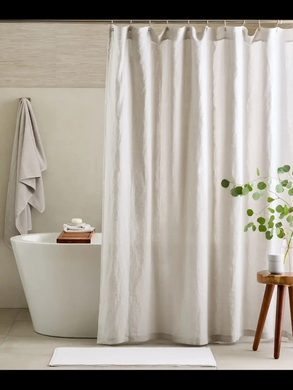 Quince European Linen Shower Curtain - Light Grey